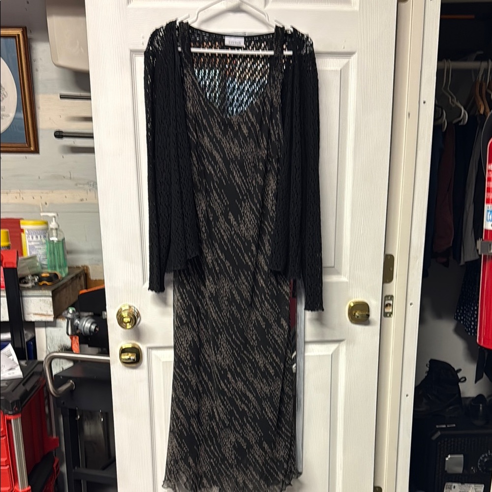 Avenue Black and Tan Dress with Jacket